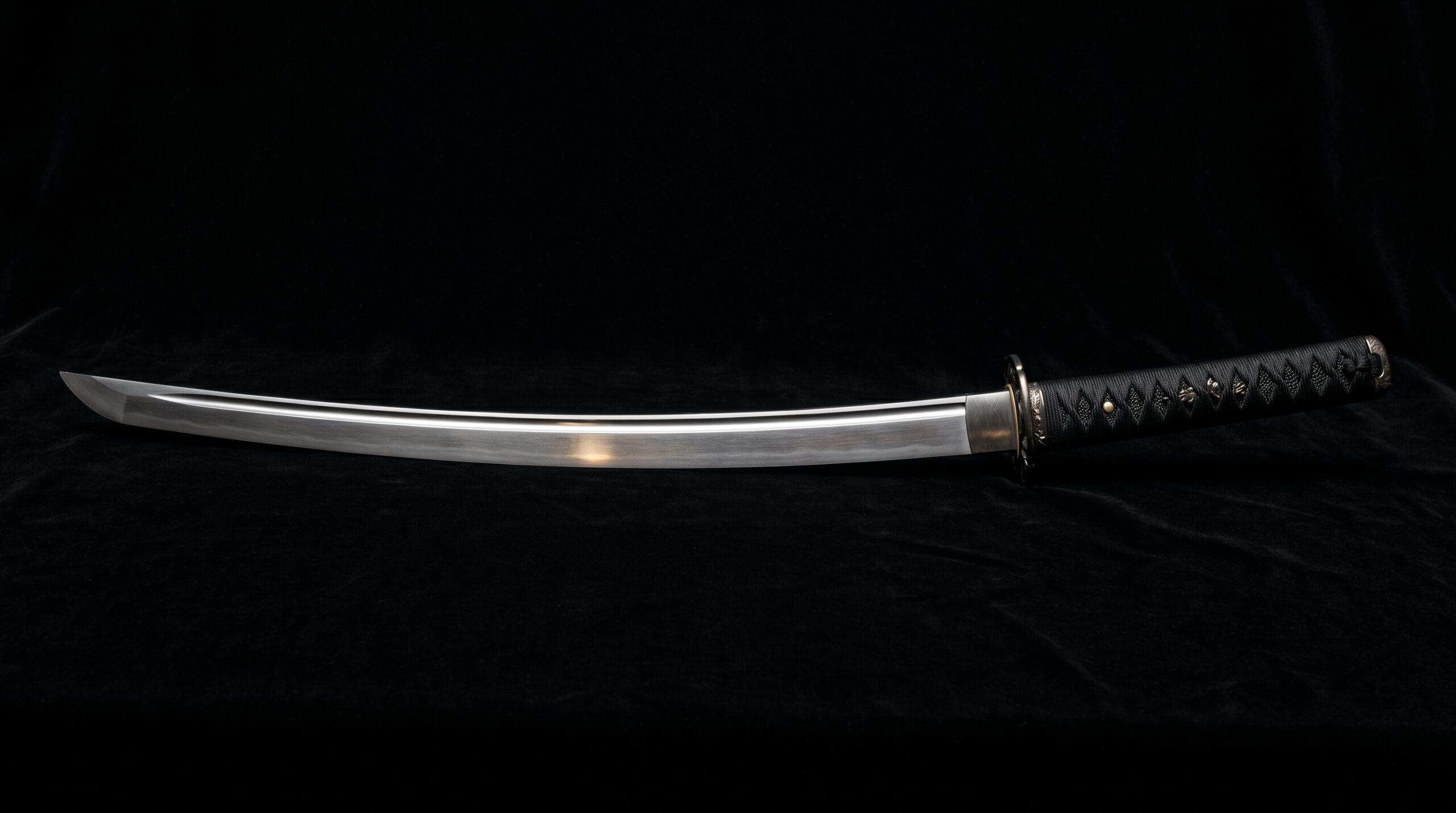 Side view of a katana showing the shinogi ridge line